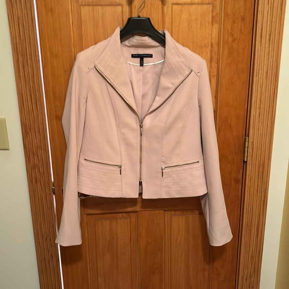 White House Black Market moto jacket in blush. Size12.